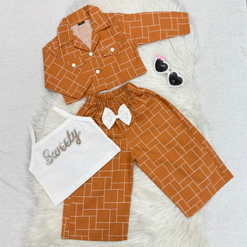 Orange Check Sweety Cord Set