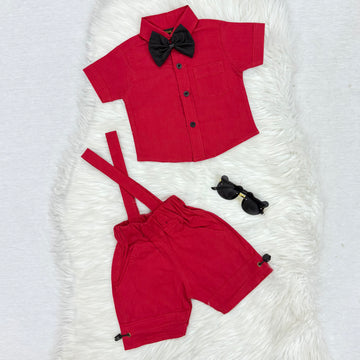 Red Black-Bow Shirt & Red Short