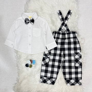 Summer White Glance Black-Check Bow Shirt & Glance Black-Check Pants