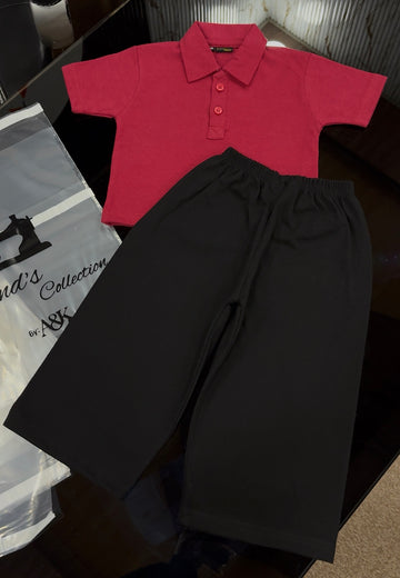 Red Polo Shirt & Black Trouser