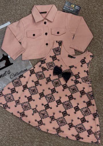 Peach Kot Kaller Shirt & Peach Net Frock